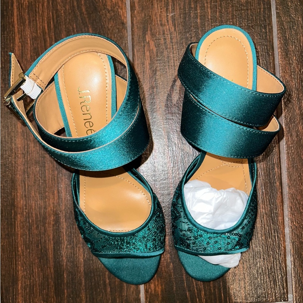 J. Renee Soncino Sequin Mesh Satin Kitten Heel